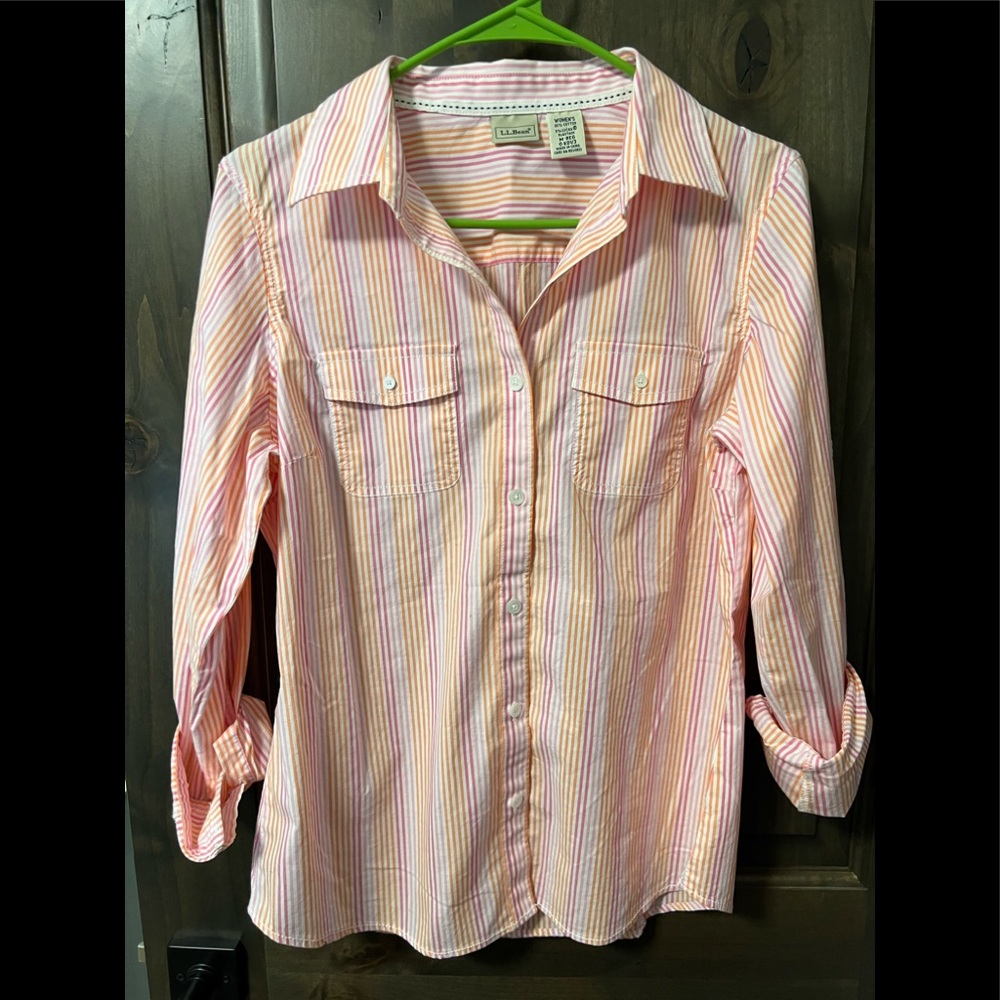 L.L Bean Striped Button Up - image 1